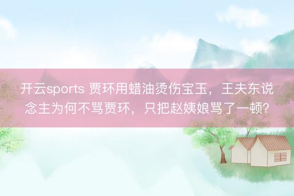 开云sports 贾环用蜡油烫伤宝玉，王夫东说念主为何不骂贾环，只把赵姨娘骂了一顿？