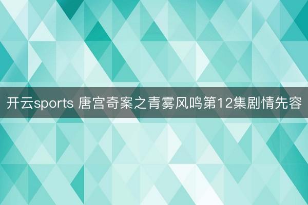 开云sports 唐宫奇案之青雾风鸣第12集剧情先容