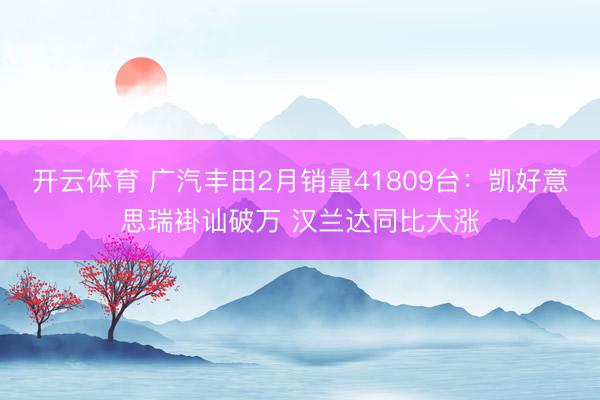 开云体育 广汽丰田2月销量41809台：凯好意思瑞褂讪破万 汉兰达同比大涨