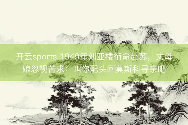开云sports 1949年刘亚楼衔命赴苏,丈母娘忽视苦求:叫你配头回莫斯科寻亲吧